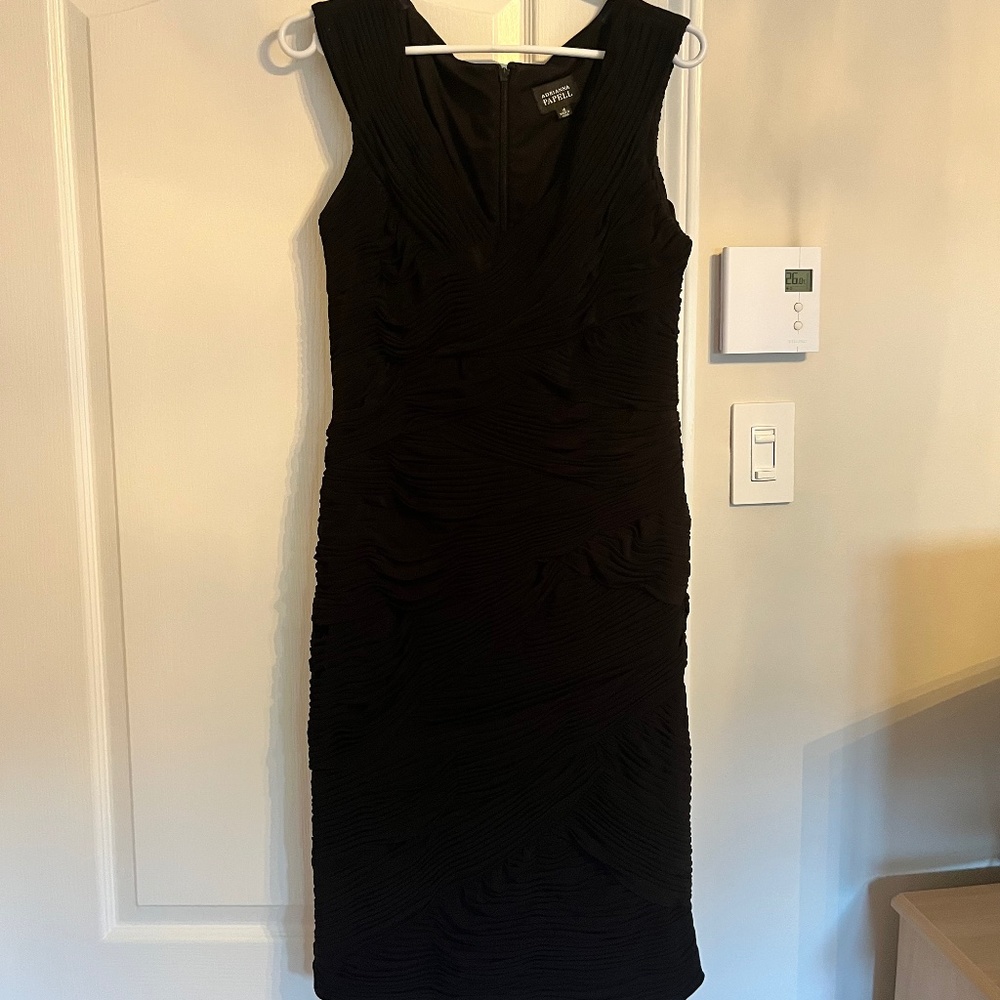 Black rushed midi dress